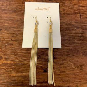 Urban Soul Womens Tassel Earrings w/ Clear Crystal